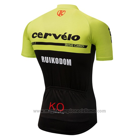 2018 Abbigliamento Ciclismo Cervelo Verde e Nero Manica Corta e Salopette